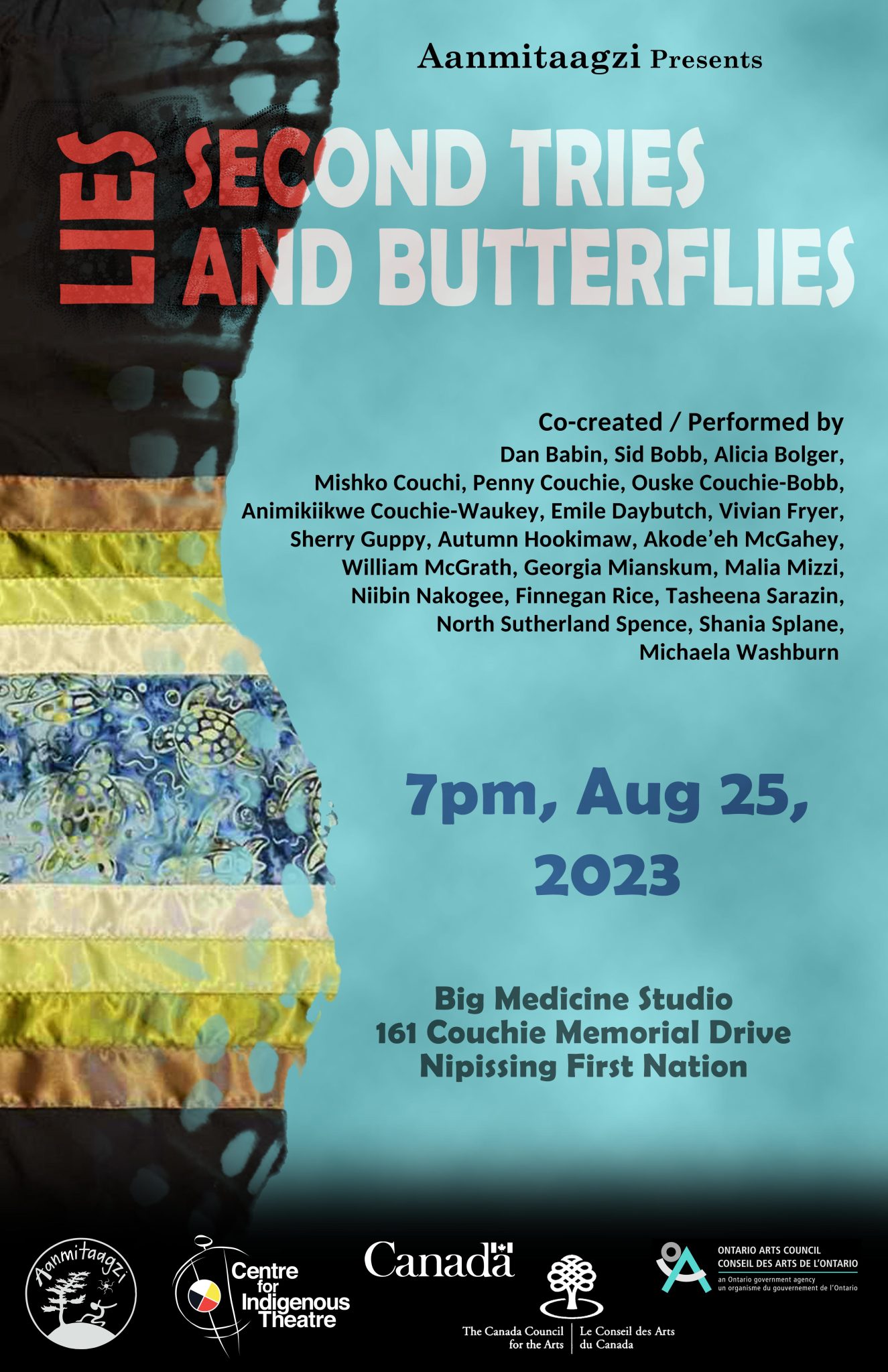 Poster for "Lies, Second Tries, and Butterflies" for August 25th